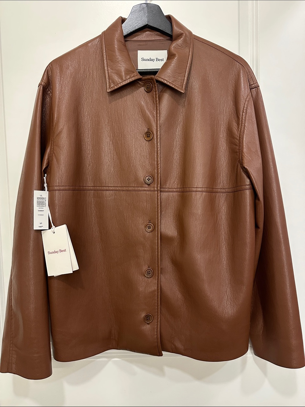 Aritzia Sunday Best-Gabby Cognac Vegan Leather Jacket